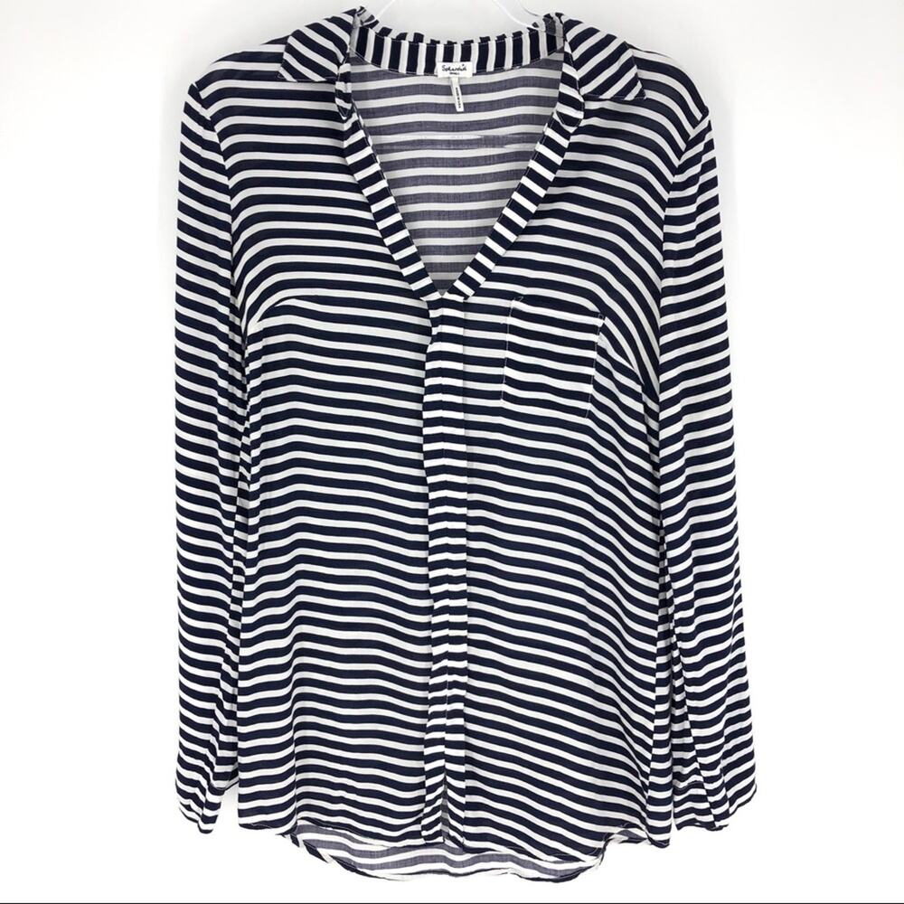 Splendid Pullover Tunic Top Navy & White Stripes Small